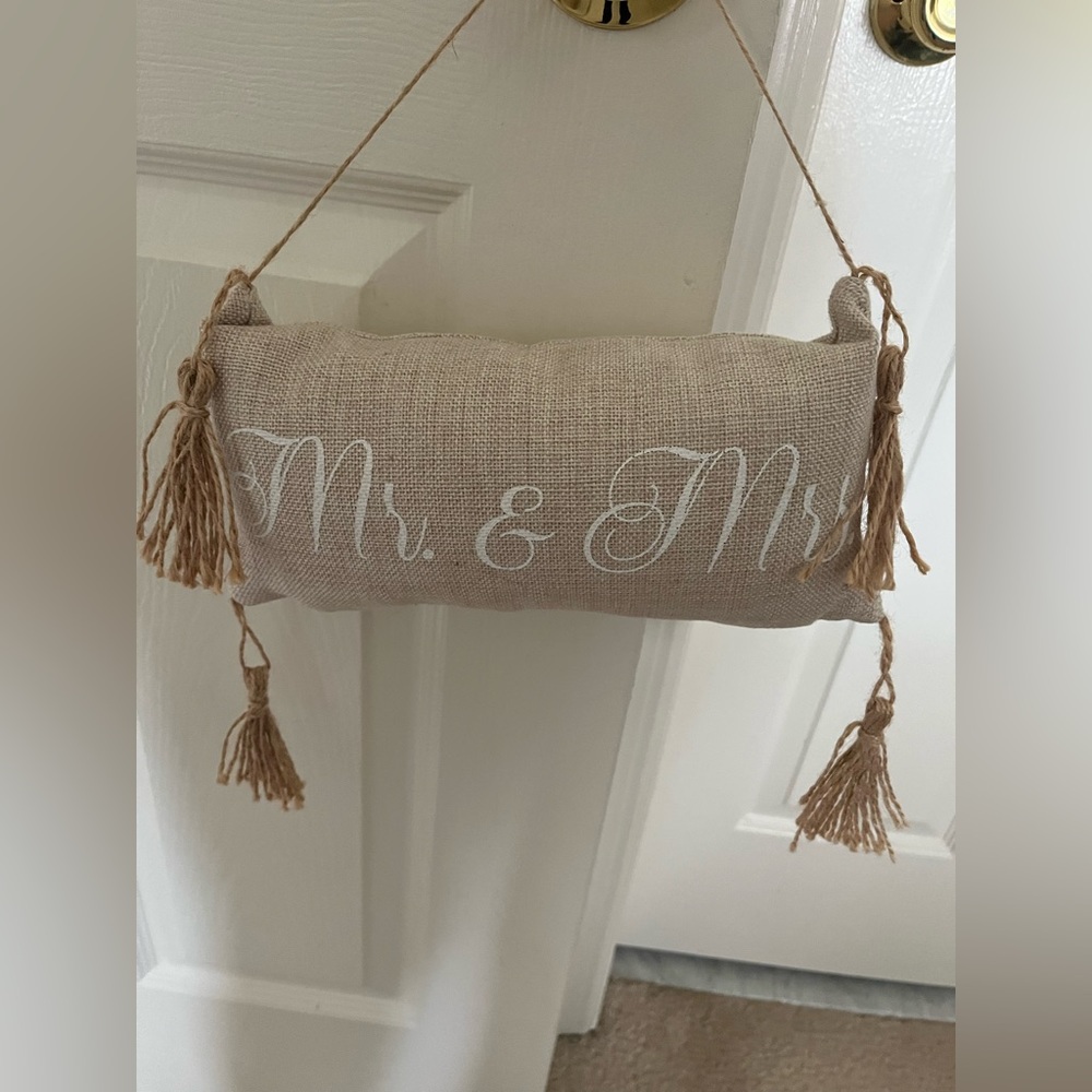 Mr. & Mrs. Hanging decorative pillow